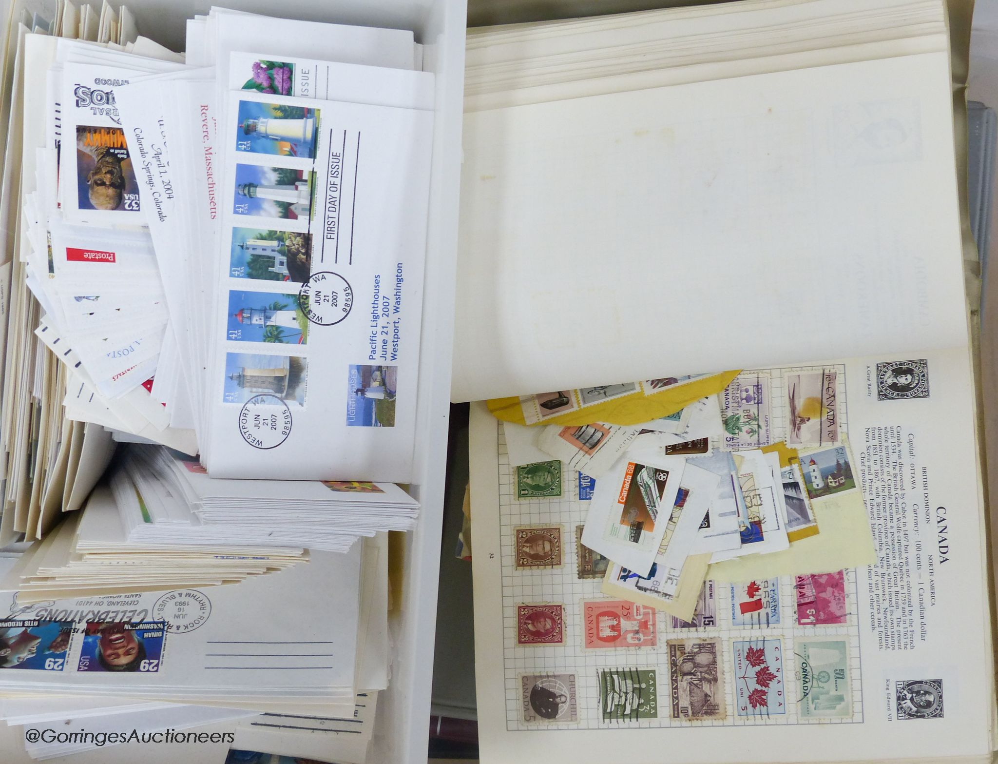 World stamps to include: three albums of unused UK and Commonwealth stamps and cover, two stockbooks of mostly unused stamps and loose first day covers